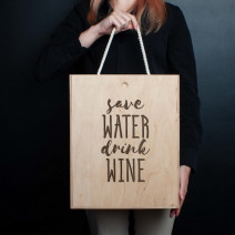 Коробка для вина на три бутылки "Save water drink wine"